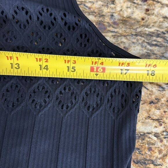 Anne Fontaine Cassandra Black Square Neck Lazer Cut Tank Top Size 14 - Picture 6 of 7